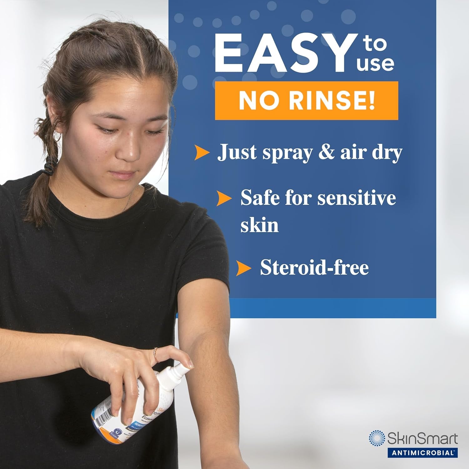Eczema Therapy with Hypochlorous Acid, Removes Bacteria so Skin Can Heal, for Adults, Kids and Seniors, 8 Ounce Clear Spray