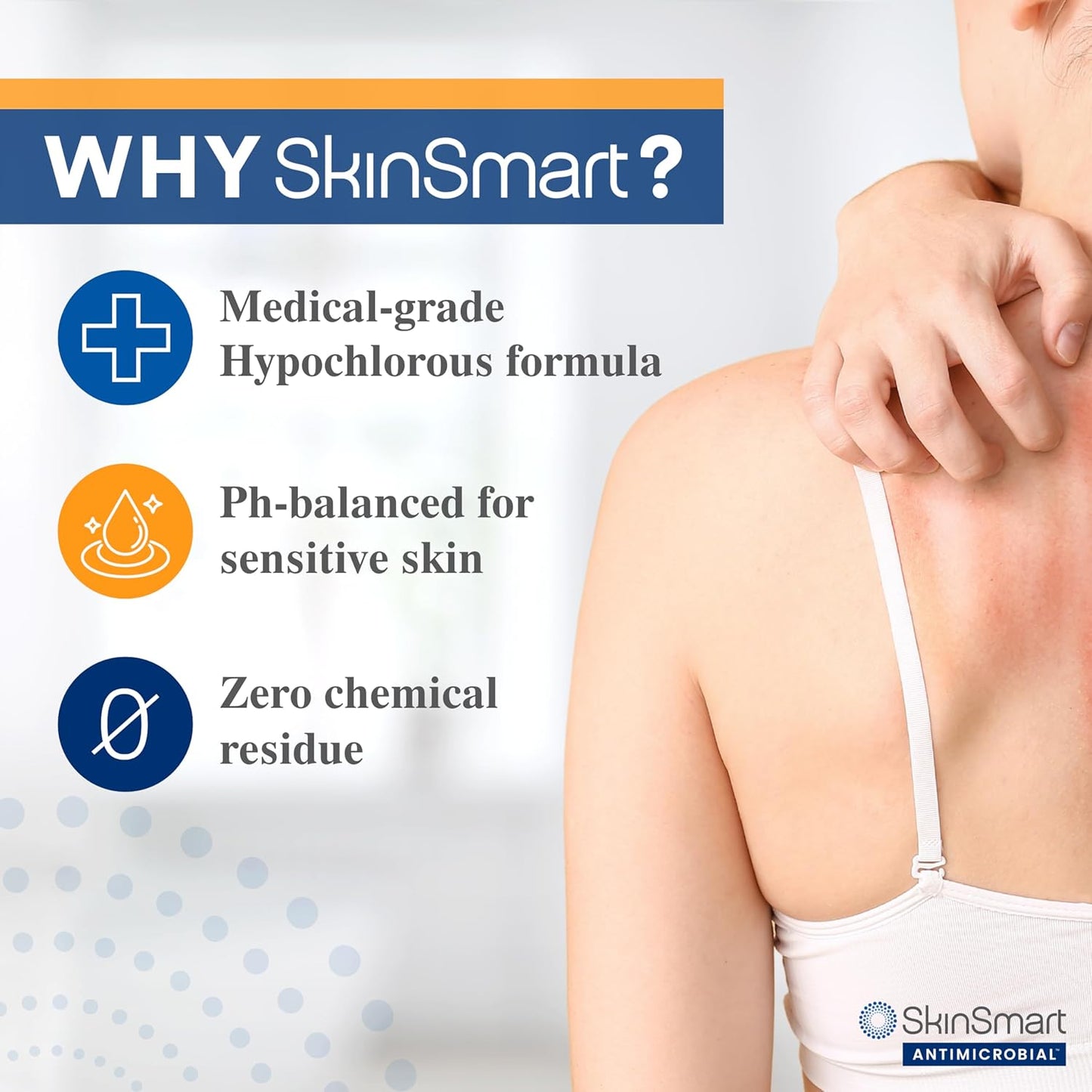 Eczema Therapy with Hypochlorous Acid, Removes Bacteria so Skin Can Heal, for Adults, Kids and Seniors, 8 Ounce Clear Spray